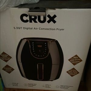 CRUX 5.3QT Digital Air Convection Fryer - Black and Gold